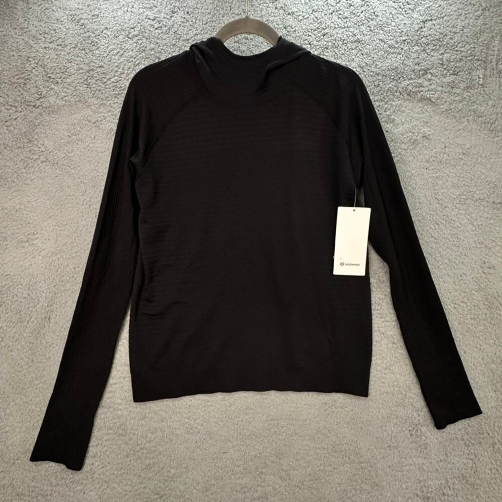 Lululemon NWT Keep The Heat Thermal‎ Hoodie Women's Size 10 Black Wool Blend Gym